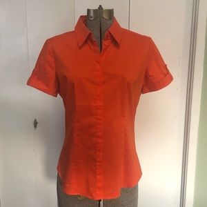 Pumpkin orange short sleeve button down top from New York Company